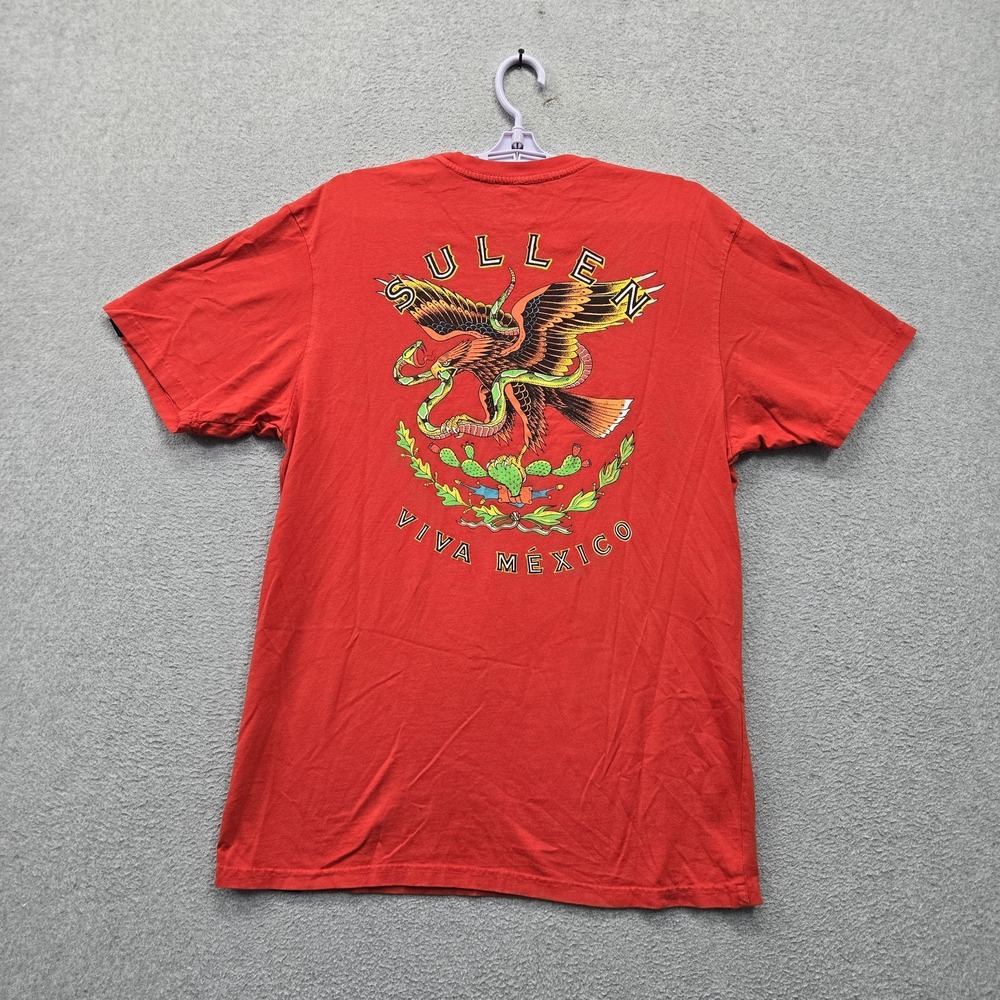 Sullen Men Shirt LARGE Red Graphic Eagle Snake Viva Mexico Logo Short Sleeve